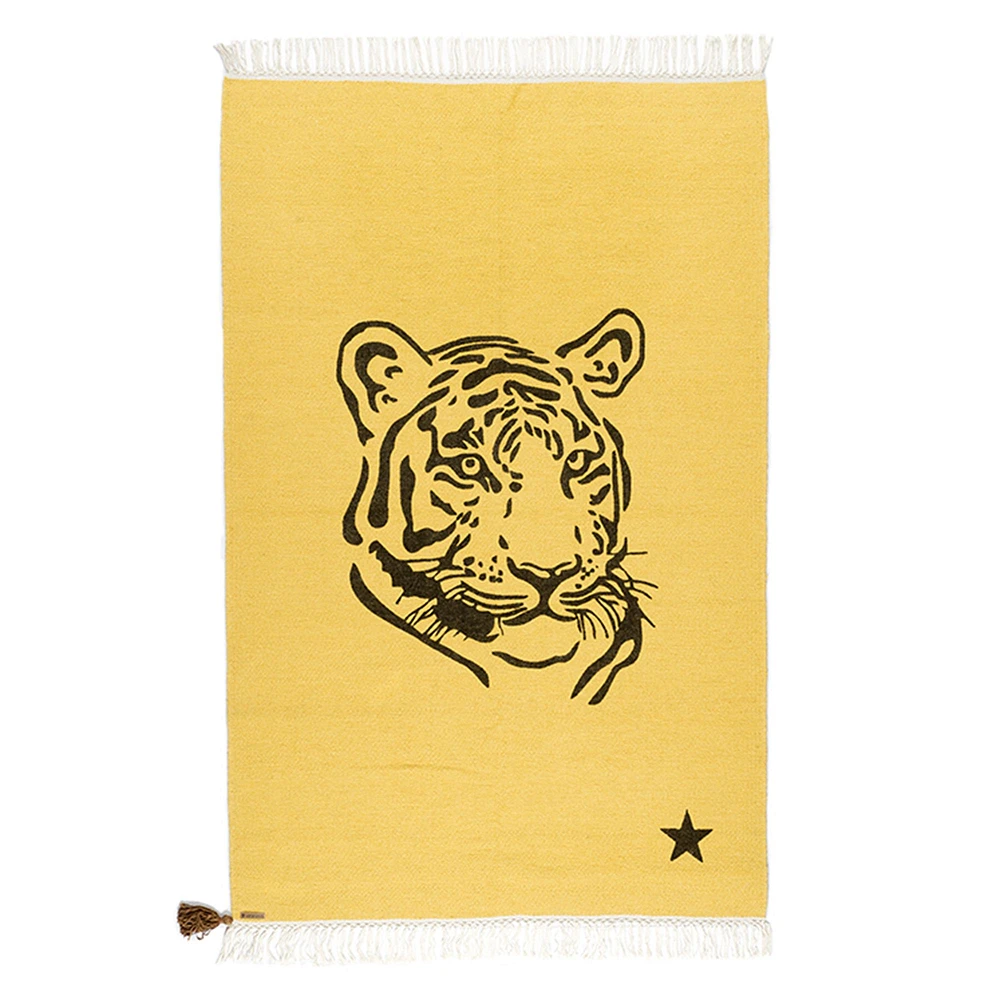 100% Cotton Tiger Rug - Yellow