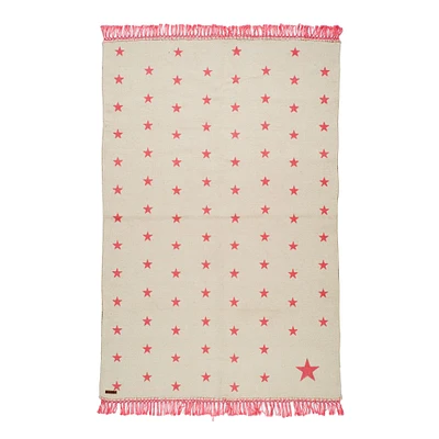 100% Cotton Pop Stars Rug - White/Pink