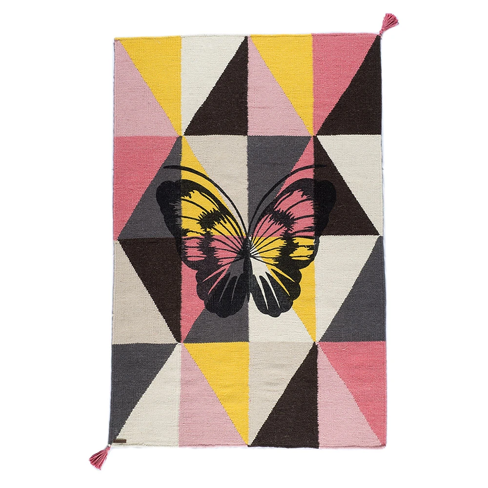 100% Wool Circus Butterfly Rug - Pink