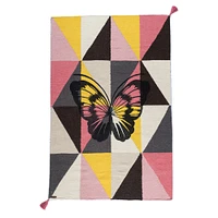 100% Wool Circus Butterfly Rug - Pink