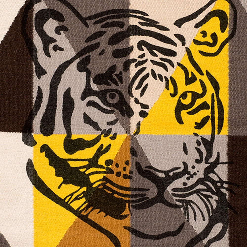 100% Wool Circus Tiger Rug - Multicolor yellow