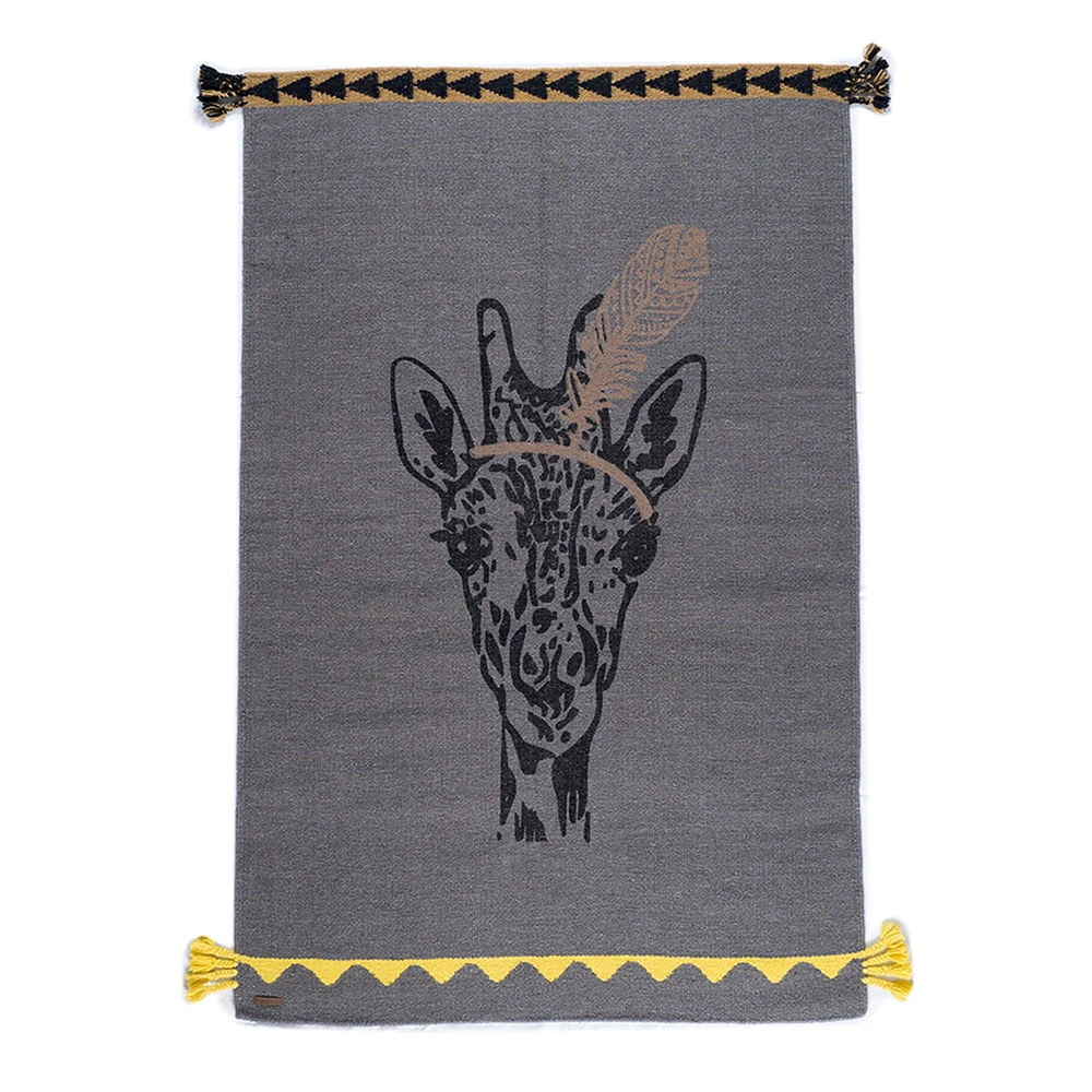 100% Wool Circus Giraffe Rug - Grey