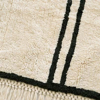 100% Cotton Boho Rug - Ecru/Black