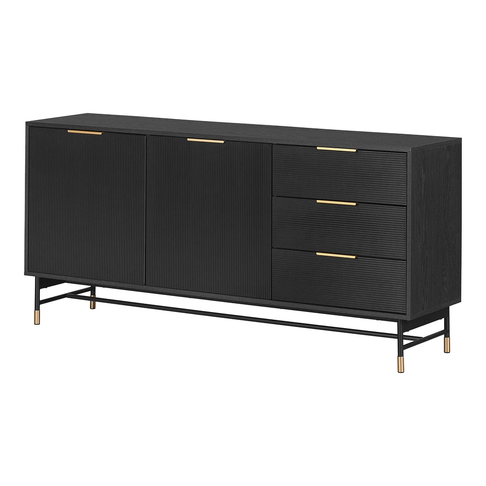 Arlo Ash Oak and Gold Ribbed Sideboard by South Shore Furniture