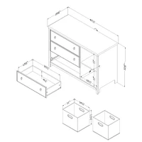 Commode à 3 tiroirs Balka avec paniers blancs par South Shore Furniture