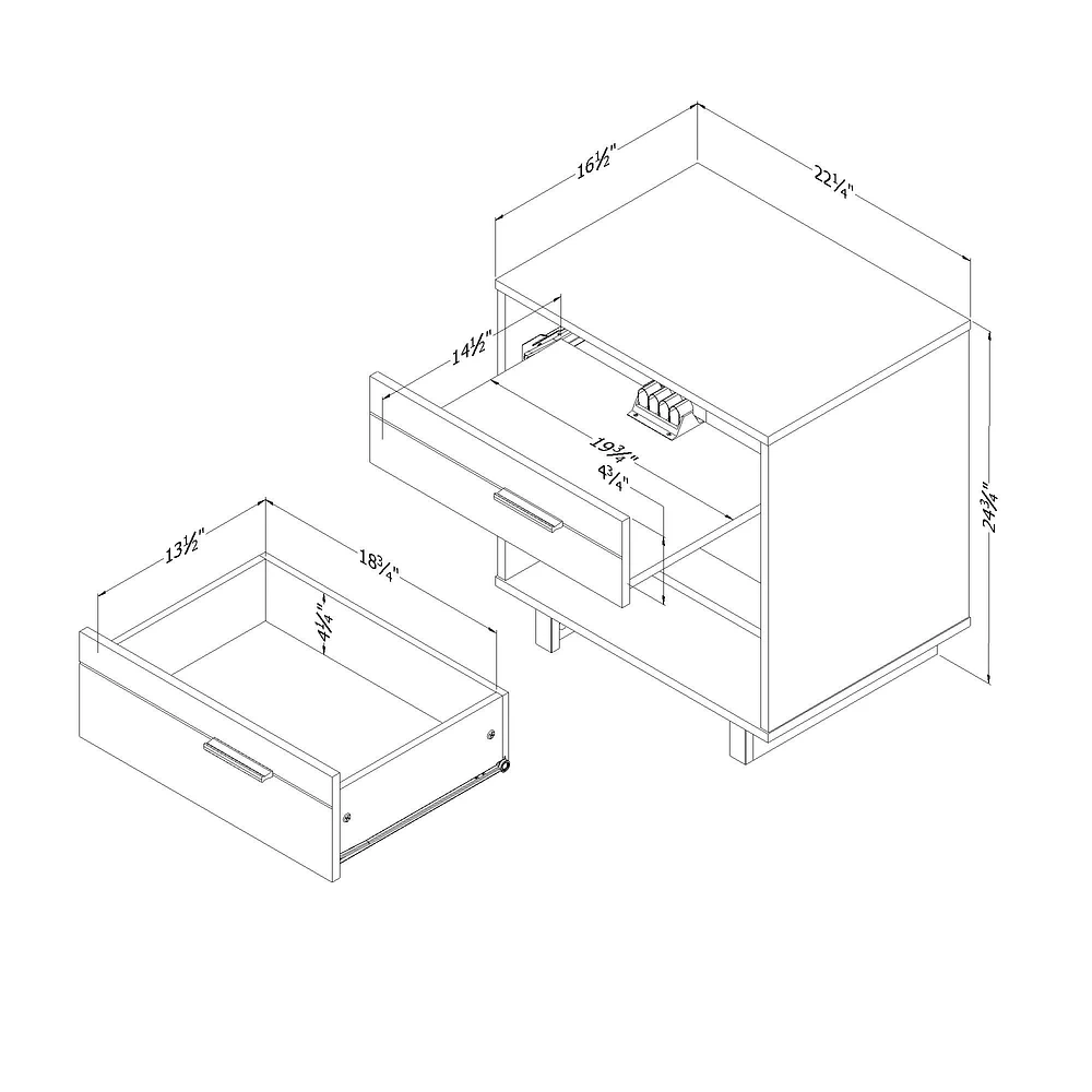 Table de chevet Fynn par South Shore Furniture - Chêne blanc