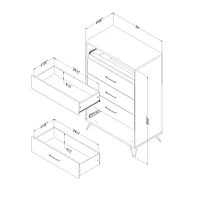 Olvyn 5-Drawer Chest Storage in Natural Walnut and Charcoal by South Shore Furniture