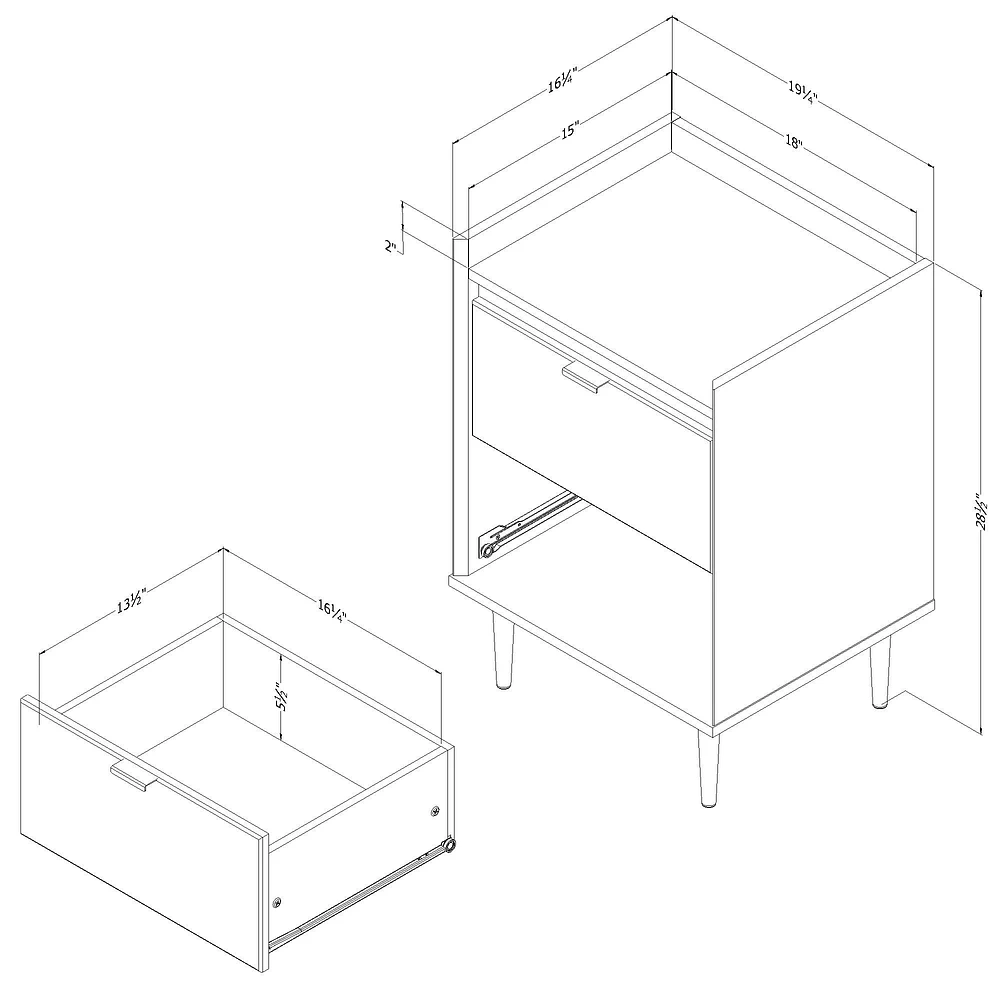 Table de chevet Hype chêne hivernal par South Shore Furniture