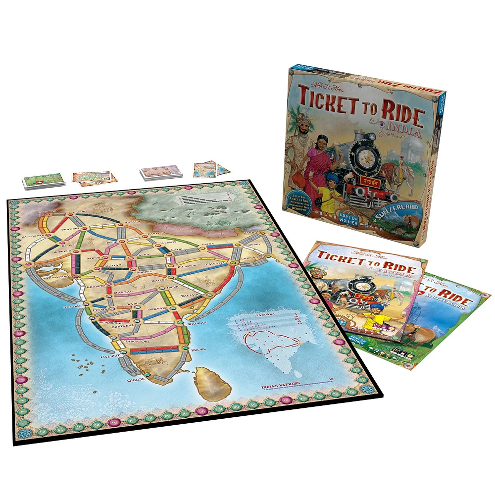 Ticket to Ride Board Game : Map #2 - India / Switzerland