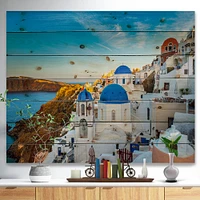 Beautiful Santorini Houses Greece Wood Wall Art