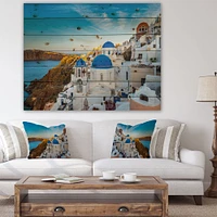 Beautiful Santorini Houses Greece Wood Wall Art