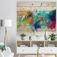 Brush Stroke Colorful Oil Painting Wood Wall Art