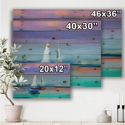 Seascape With Little Ships Wood Wall Art