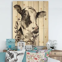 Cow Portrait Country Life Wood Wall Art