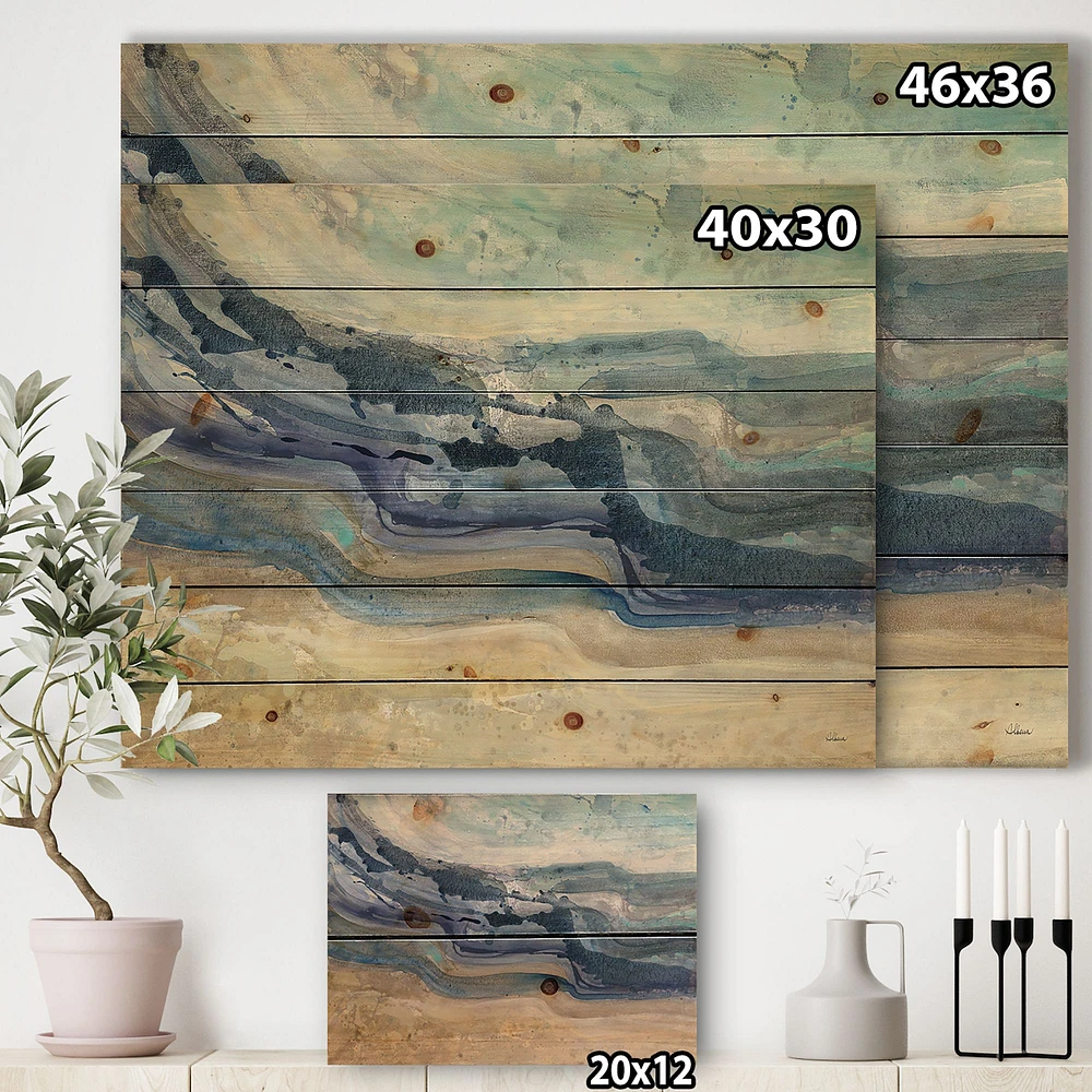 Coast Blue Sea Waves Watercolour Wood Wall Art