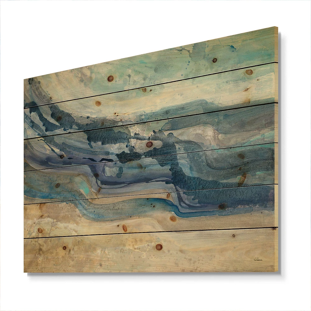 Coast Blue Sea Waves Watercolour Wood Wall Art