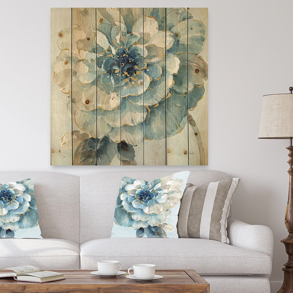 Indigold Watercolor Flower Wood Wall Art