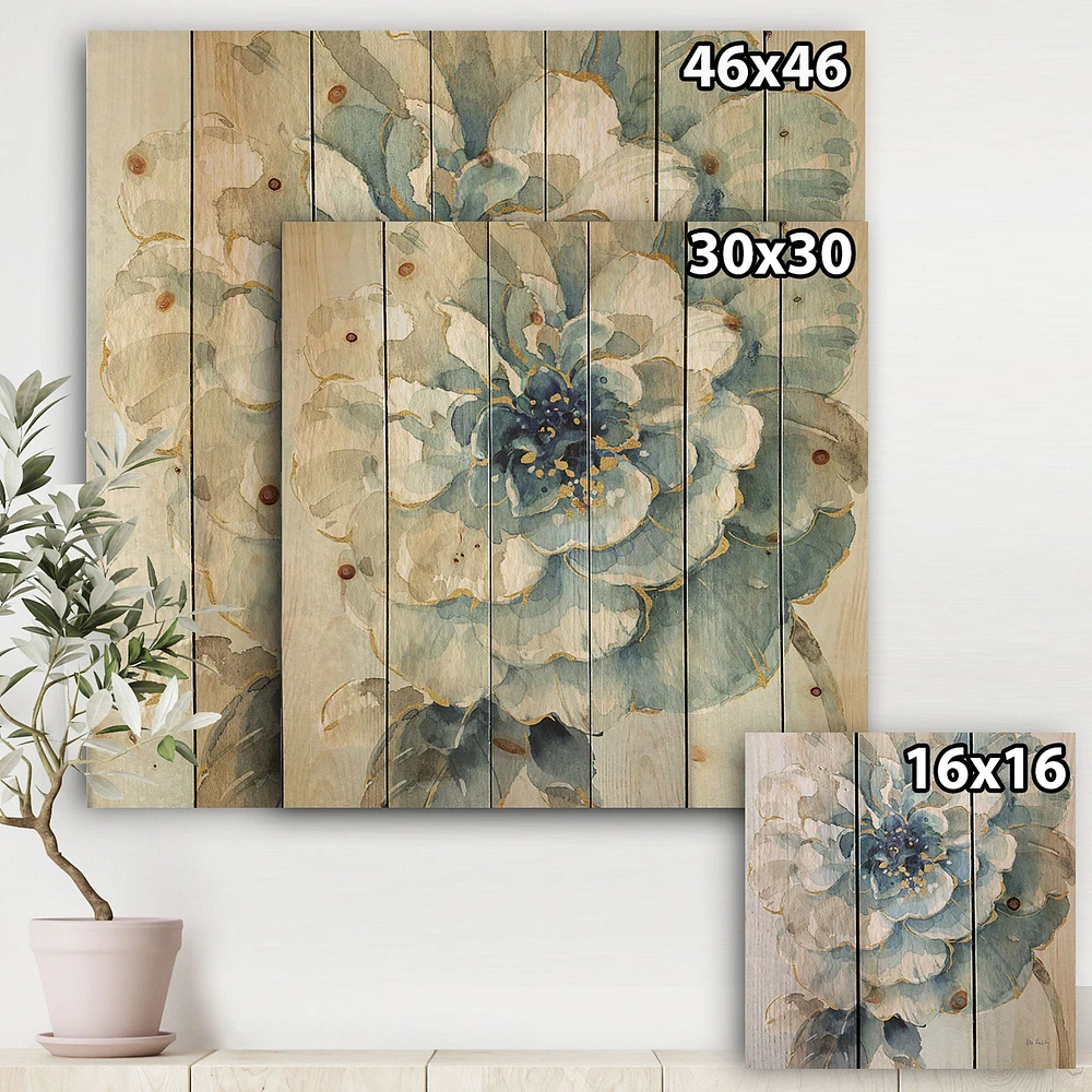 Indigold Watercolor Flower Wood Wall Art