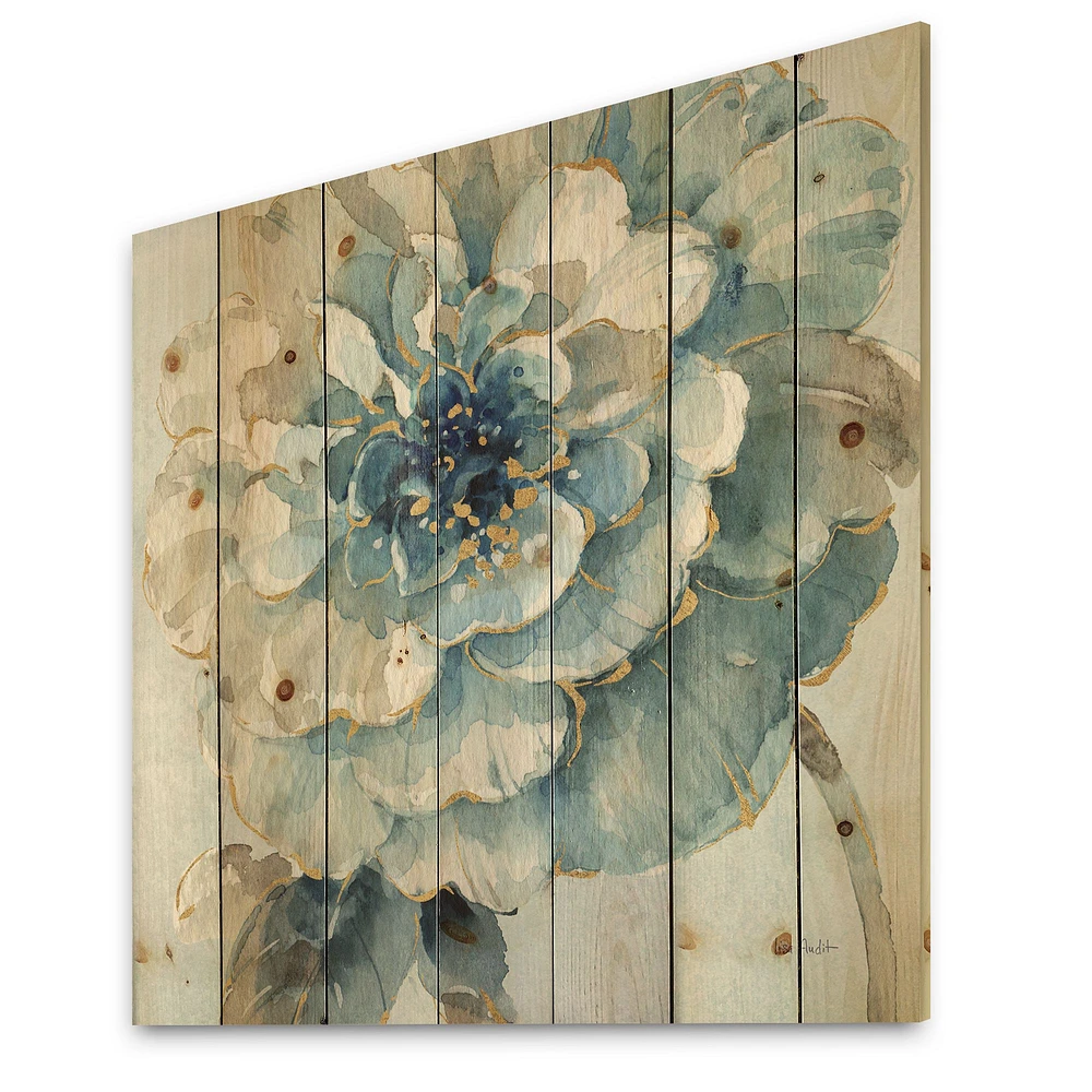 Indigold Watercolor Flower Wood Wall Art