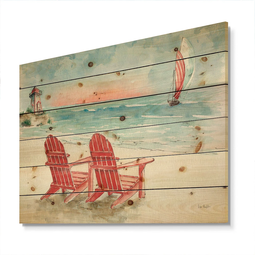 Coastal Chair Relax Beach Wood Wall Art