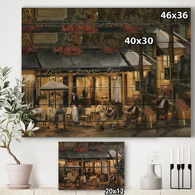 La Brasserie of Champs-Élysées Paris Wood Wall Art