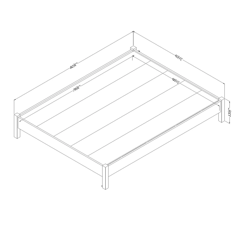 Tao Queen Platform Bed on Legs Grey Oak by South Shore Furniture