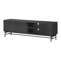 Arlo 2-Drawer TV Stand with Ribbed Doors in Ash Oak and Matte Black by South Shore Furniture