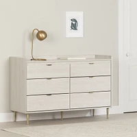 Commode double à 6 tiroirs Hype en chêne blanc par South Shore Furniture