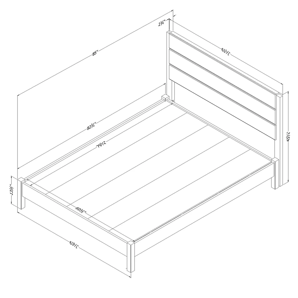 Munich Queen Platform Bed Set with Headboard in Weathered Oak by South Shore Furniture