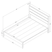 Munich Queen Platform Bed Set with Headboard in Weathered Oak by South Shore Furniture