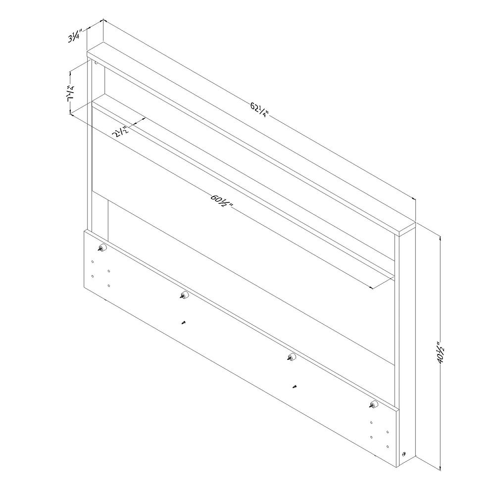 South Shore Furniture Musano Full/Queen Headboard with Storage Shelf - Natural Walnut