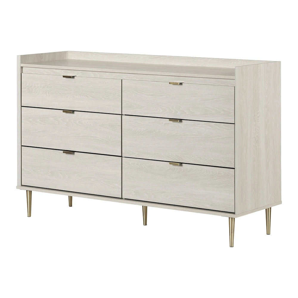 Commode double à 6 tiroirs Hype en chêne blanc par South Shore Furniture