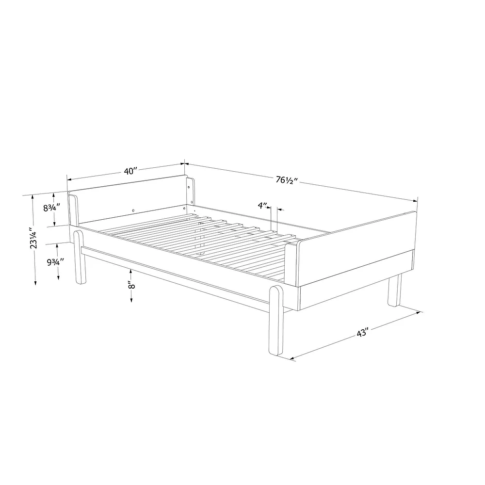 Bebble Twin Complete Bed Soft Grey and White by South Shore Furniture