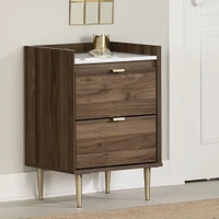 Hype End Table Natural Walnut and Faux Marble by South Shore Furniture