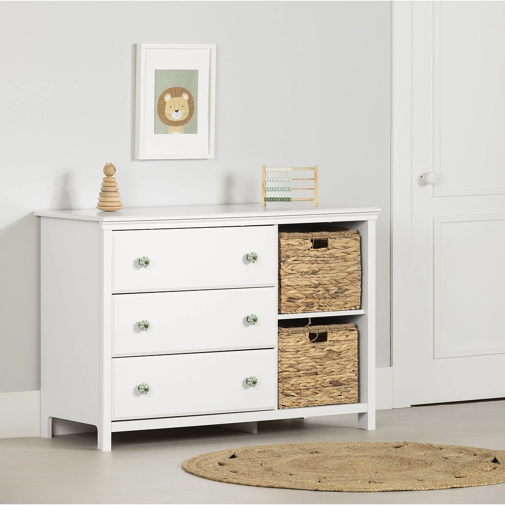 Balka 3-Drawer Dresser with Baskets Pure White by South Shore Furniture