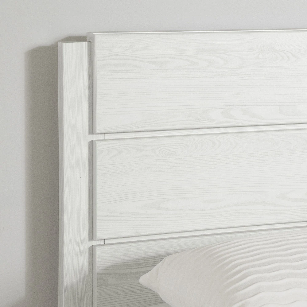 South Shore Furniture Arlen Lit simple avec 3 tiroirs et tête de lit - Pin blanc