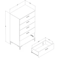 South Shore Furniture Musano Commode à 5 tiroirs avec pieds en métal - Noyer naturel