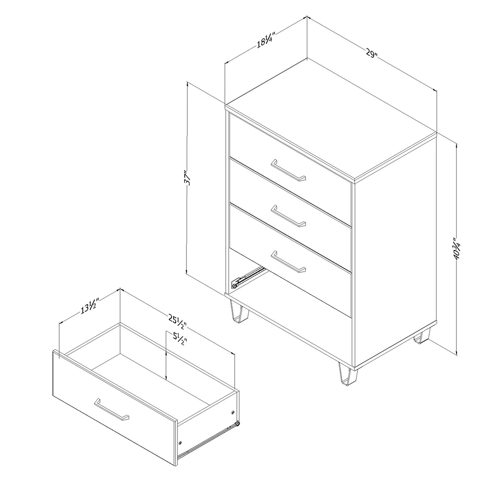 South Shore Furniture Arlen 4-Drawer Chest - White Pine and Black Matte