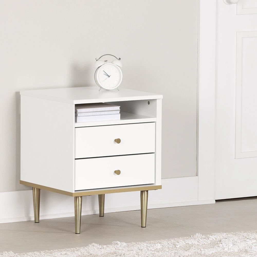 Dylane 2-Drawer Nightstand Pure White by South Shore Furniture