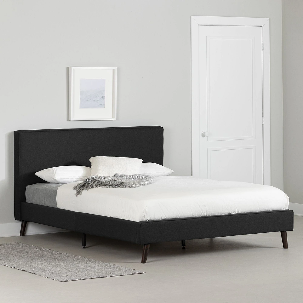 South Shore Furniture Musano Queen Upholstered Complete Bed - Matte Charcoal