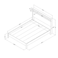 Lit grand à plateforme Tao avec tête de lit par South Shore Furniture - Chêne gris