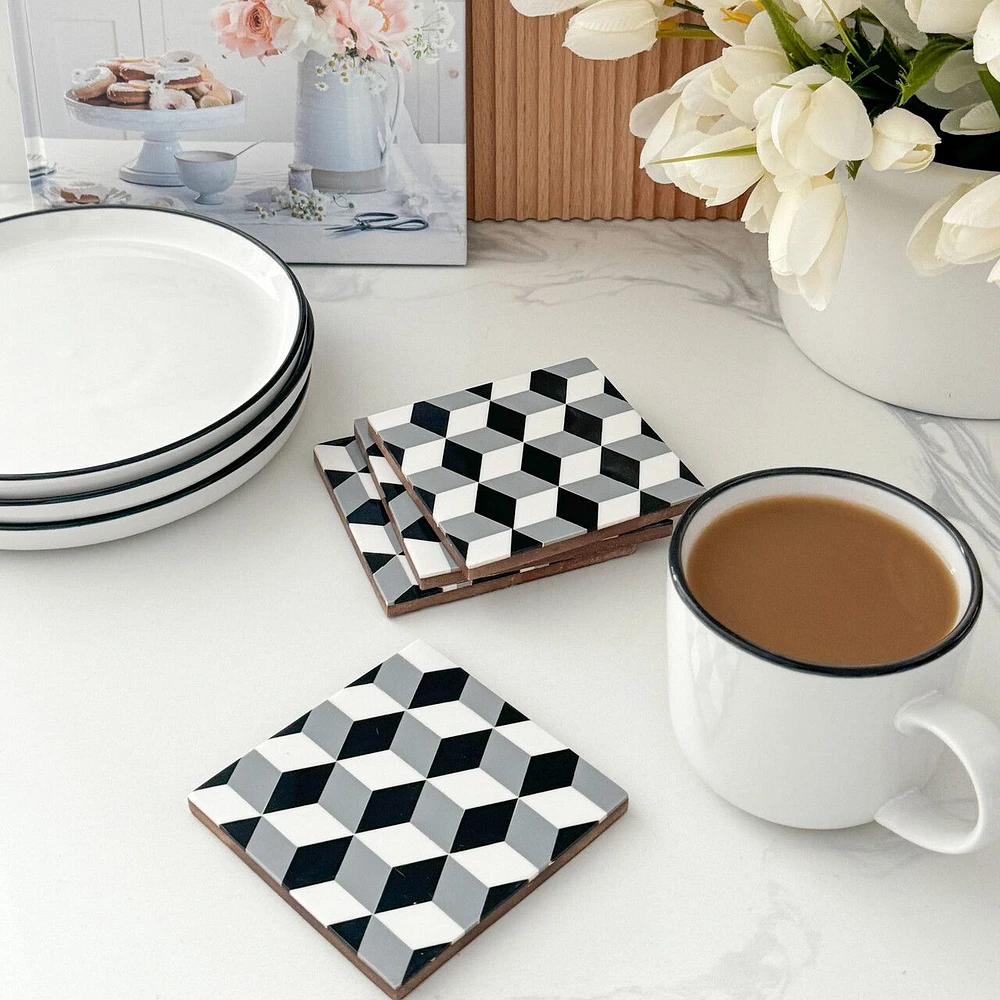 Set of 4 Grey Mosaique Coasters