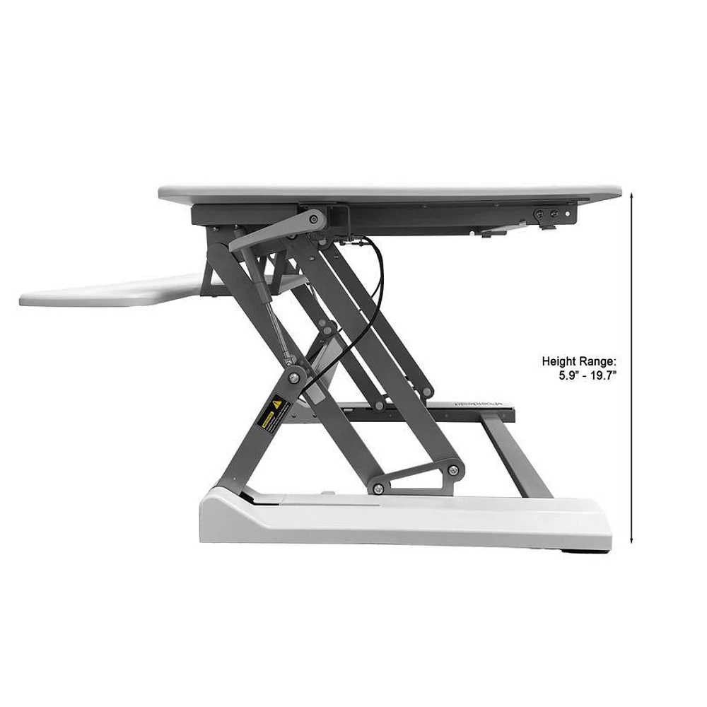 Medium Executive Sit-Stand Desk Converter with  Smart Rail for Mobile Devices, White