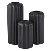 Set of 3 Ceramic Vases - Black