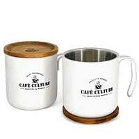 White stainless steel Double Walled Mug by Café Culture