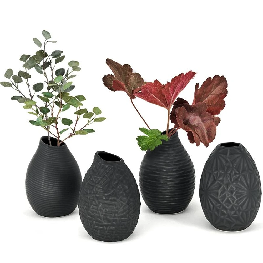 Small Black Textured Assorted Vase by BIA