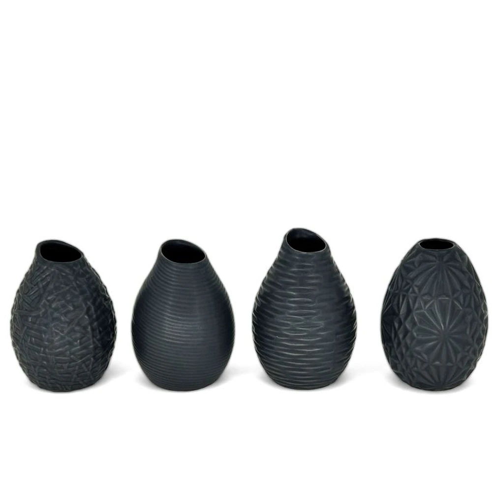 Small Black Textured Assorted Vase by BIA