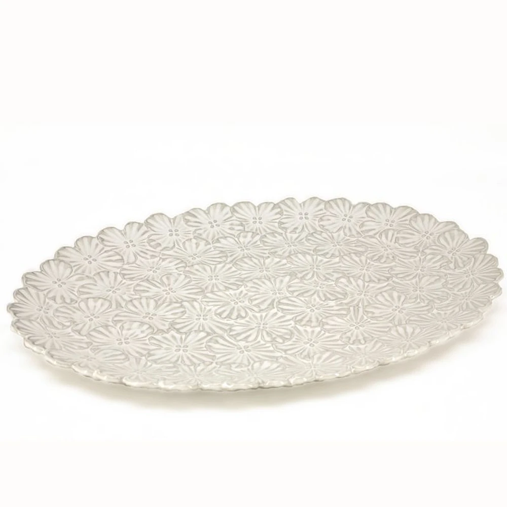 Bouquet White Oval Platter by BIA