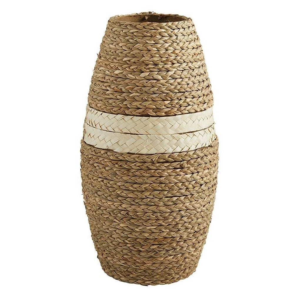 Vase en jonc de mer tissé