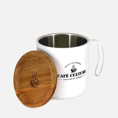 White stainless steel double walled mug by café culture
